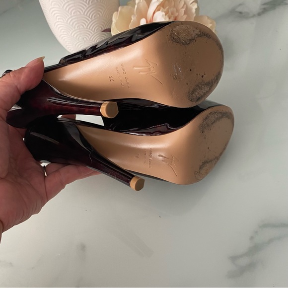 Giuseppe Zanotti Patent Leather Platform Slingback Peep Toe Sandals - Picture 10 of 14